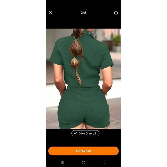 Casual 2 piece short set solid color green en - Picture 2 of 2